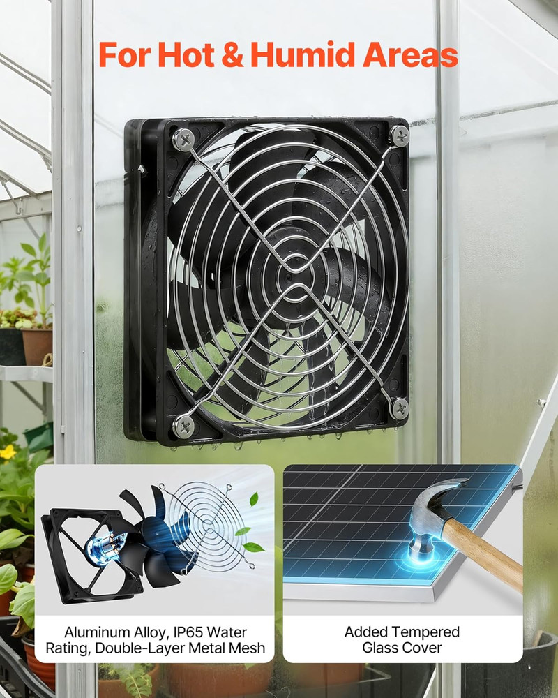 Solar Powered Fan, 30W Solar Panel with 2 Fans, Adjustable Solar Panel Angle, 26