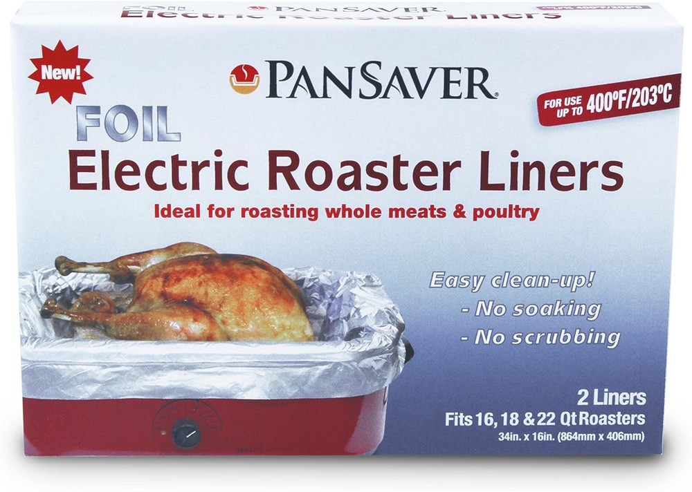 Effortless Cleanup Disposable Foil Liners for 22 Quart Electric Roasters, 2 Pack