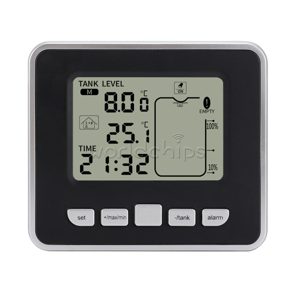 Ultrasonic Water Tank Liquid Level Meter With Temperature Sensor Time Display