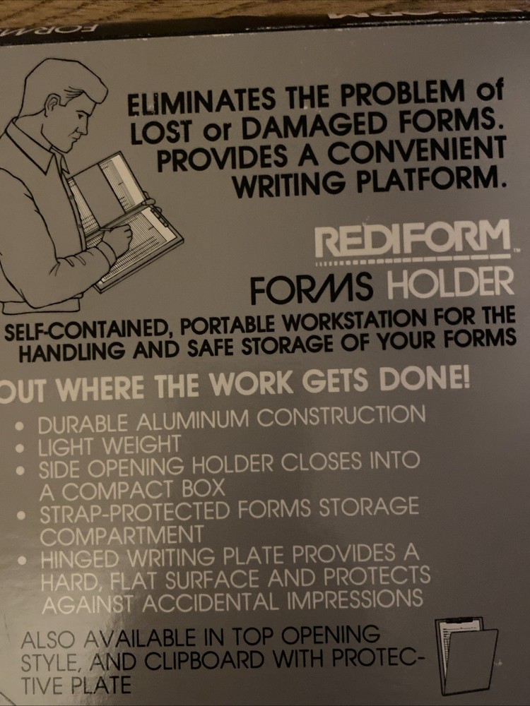 Rediform Forms Holder 8.5”x9 1/8” Aluminum Side Opening W/strap Protect Storage