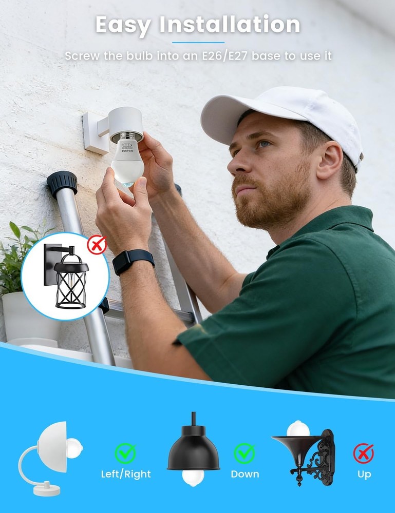 Motion Sensor Light Bulbs, 13W (100Watt Equivalent), Motion Activated Dusk to...