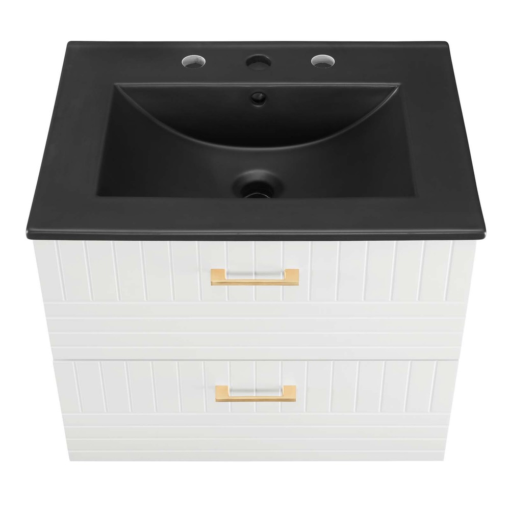 Modway Daybreak 24" Wall-Mount Bathroom Vanity in White Black