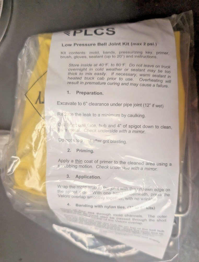 PLCS 01-106, Encapsulation Kit ~ 6" Low Pressure Bell Joint, Wet Kit, Expired