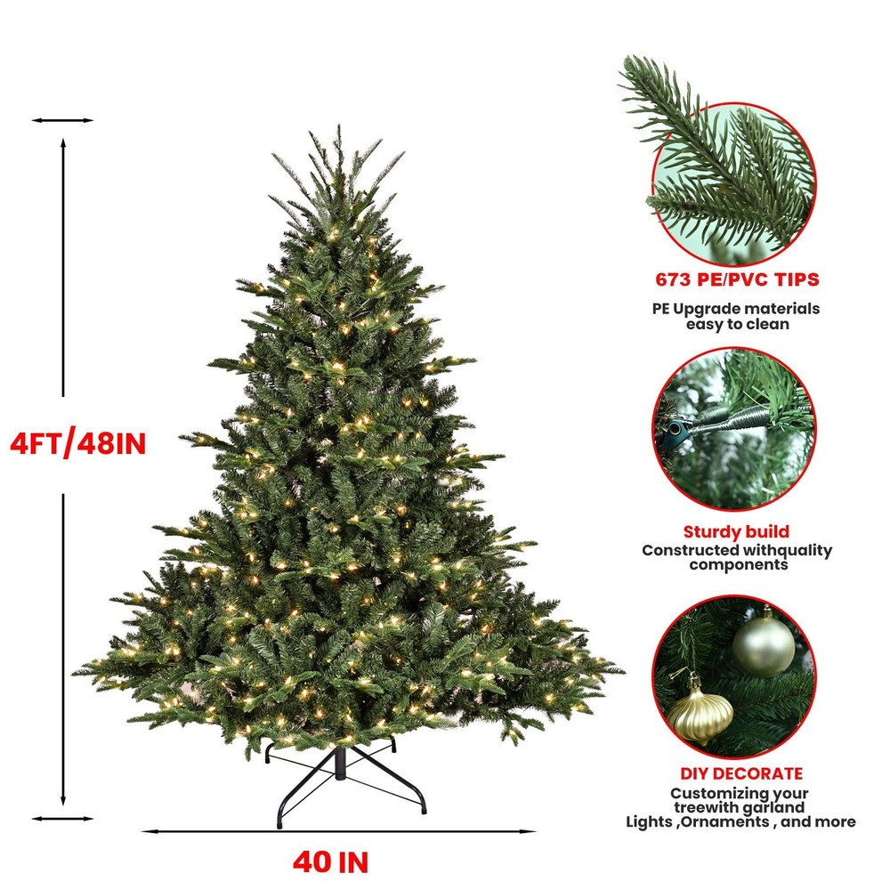 4-9FT Prelit Artificial Christmas Tree Premium Realistic Spruce Easy Assembly
