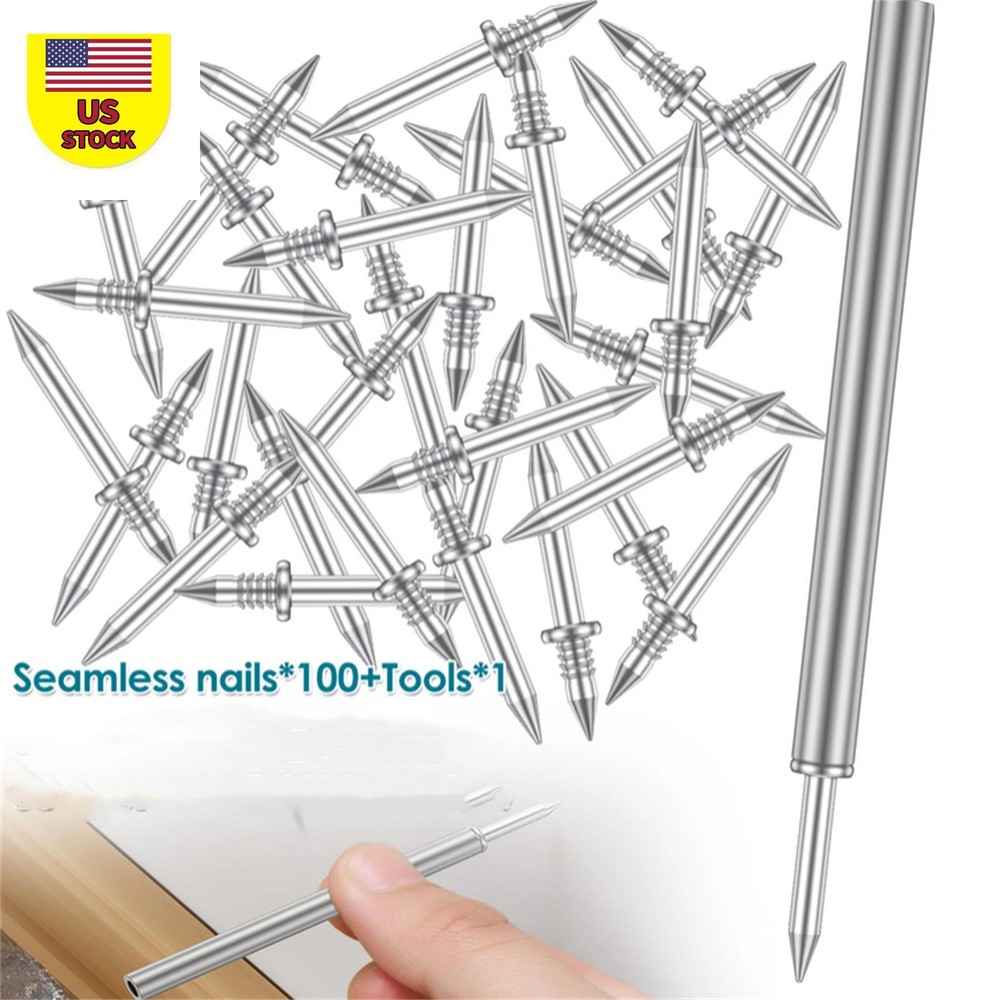 100Pcs Double-Head Skirting Thread Seamless Galvanized Metal Nail Accessories
