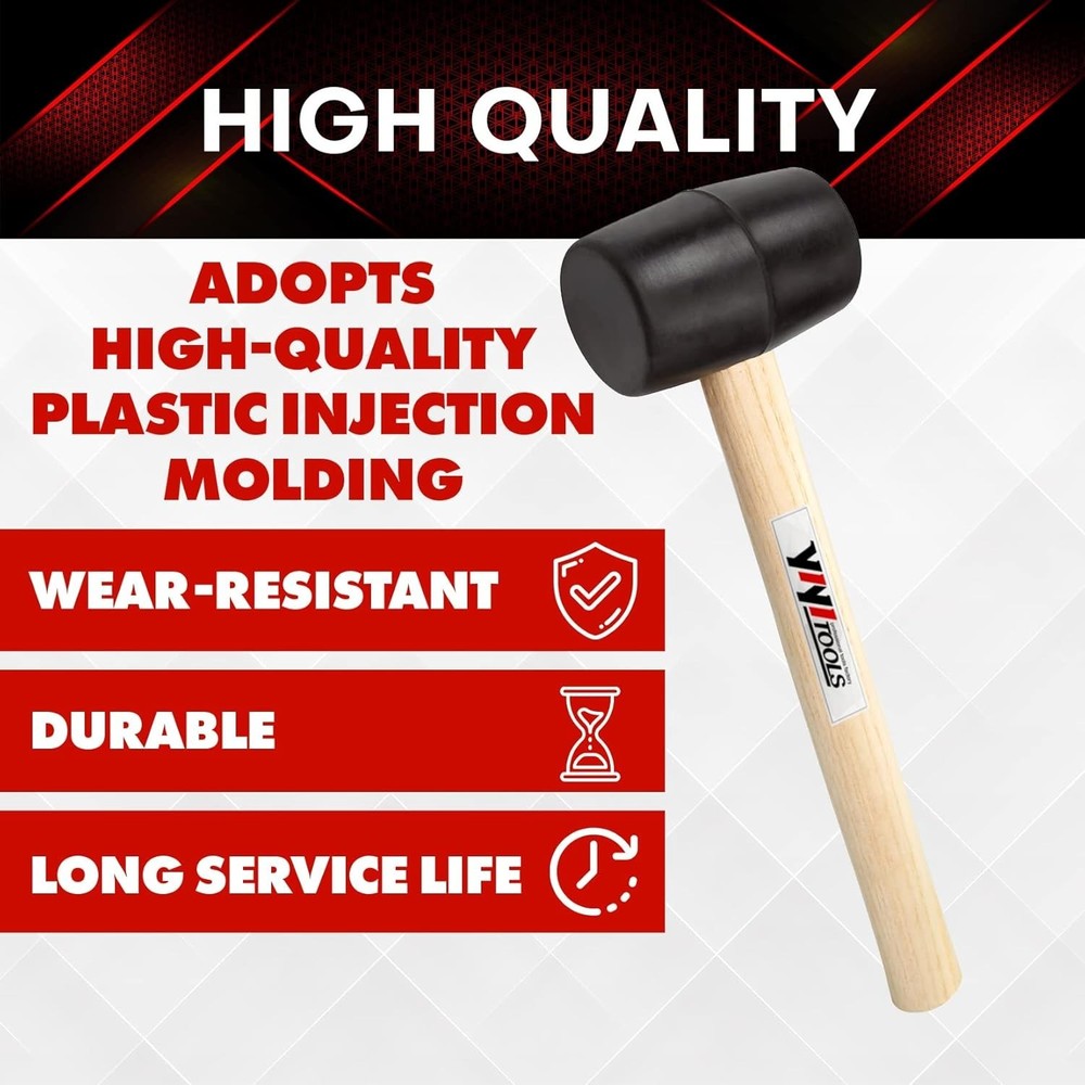 YY-2-005 8oz Rubber Mallet with Solid Wood Handle - Perfect for DIY Projects