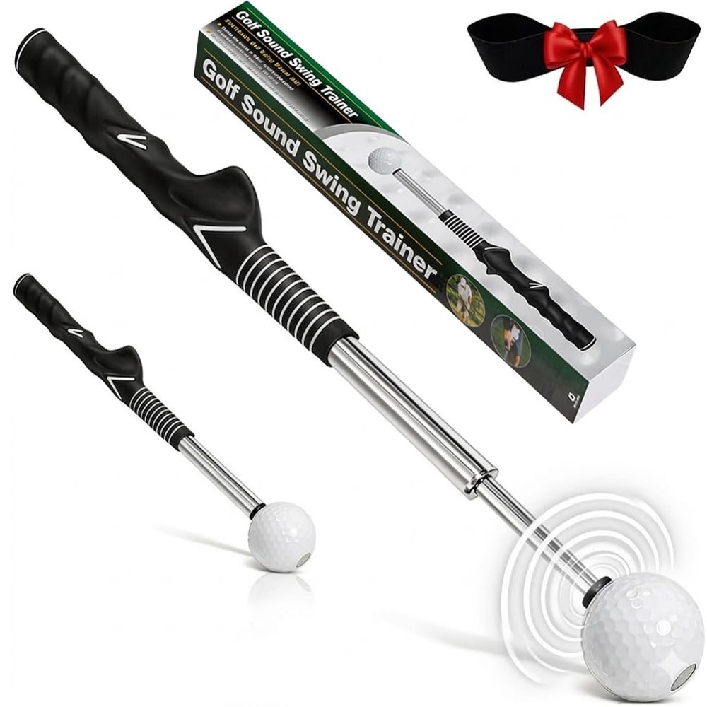 Retractable Golf Swing Trainer, Training Aid with Grip Trainer, Click Feedbac...
