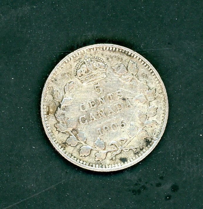 CANADA 1906 5 CENTS SILVER - KM# 13 - AS SHOWN