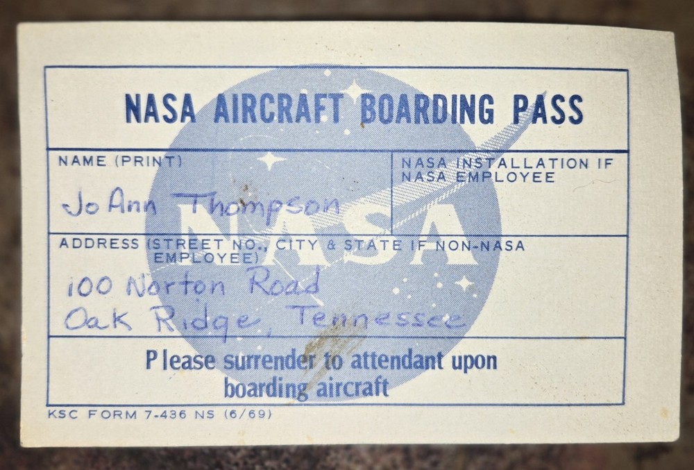 1960's Era NASA Aircraft Boarding Pass
