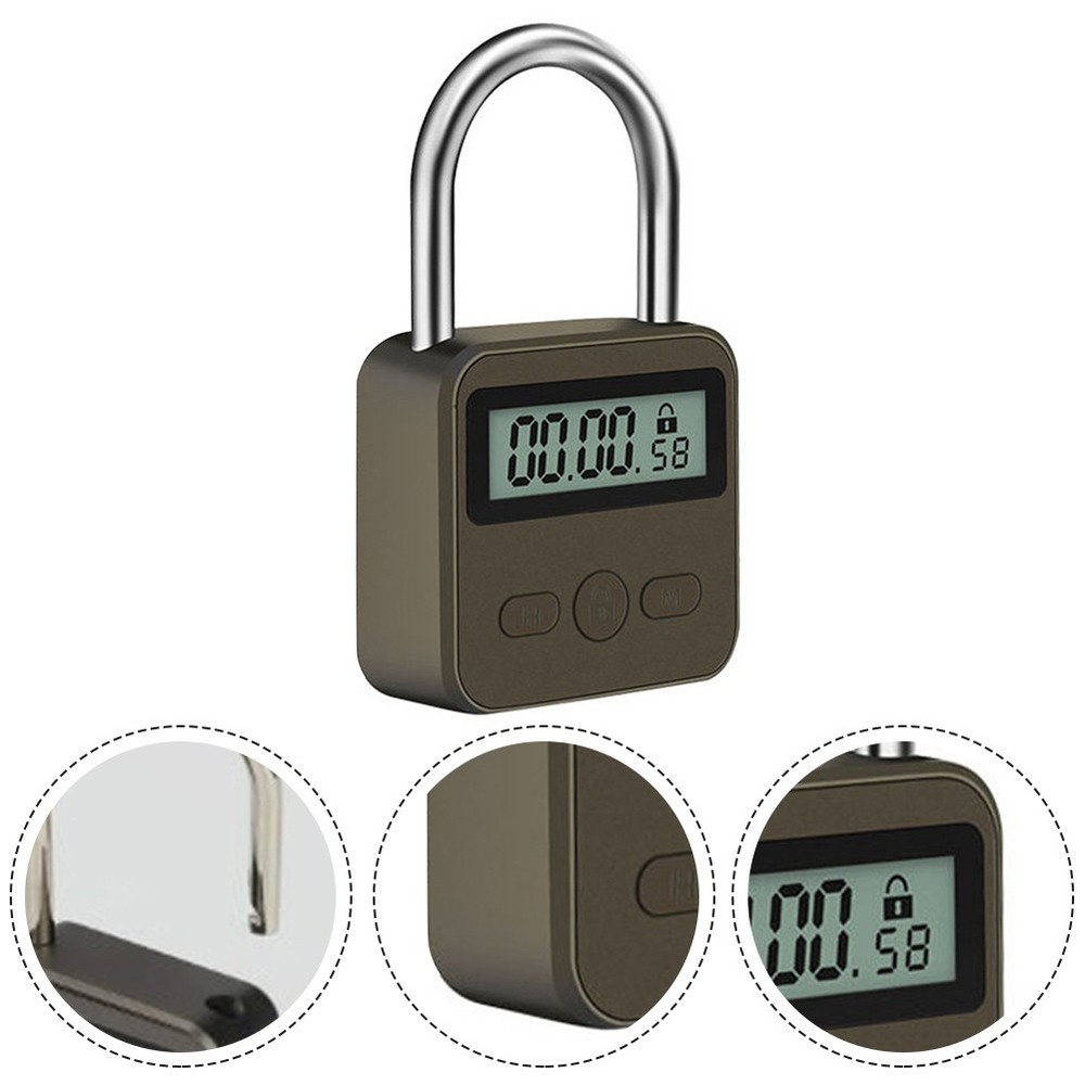 Multifunction Timer Padlock LCD Display Time Lock For Travel Waterproof