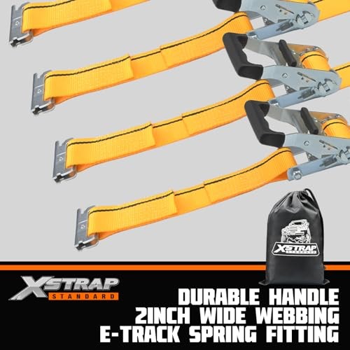 4 Pack E-Track Ratchet Straps 2" x16', 4400 LBS Break Strength Interior Van