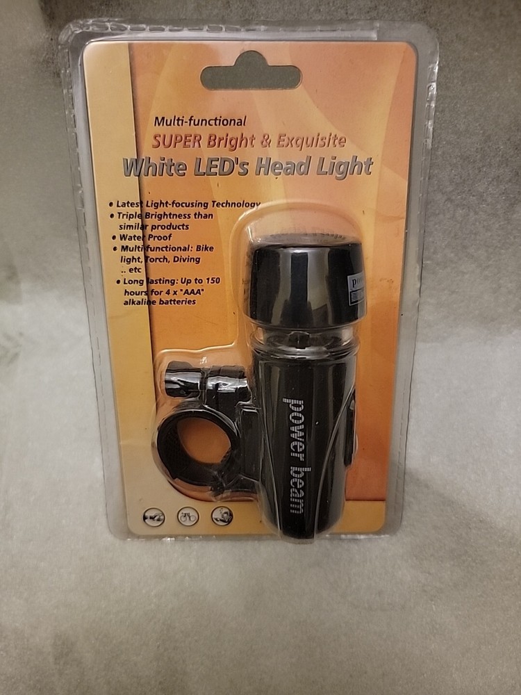 Black BICYCLE MULTI-FUNC. 5-LED HEAD LIGHT BIKE FLASHLIGHT TORCHES +HOLDER YB1