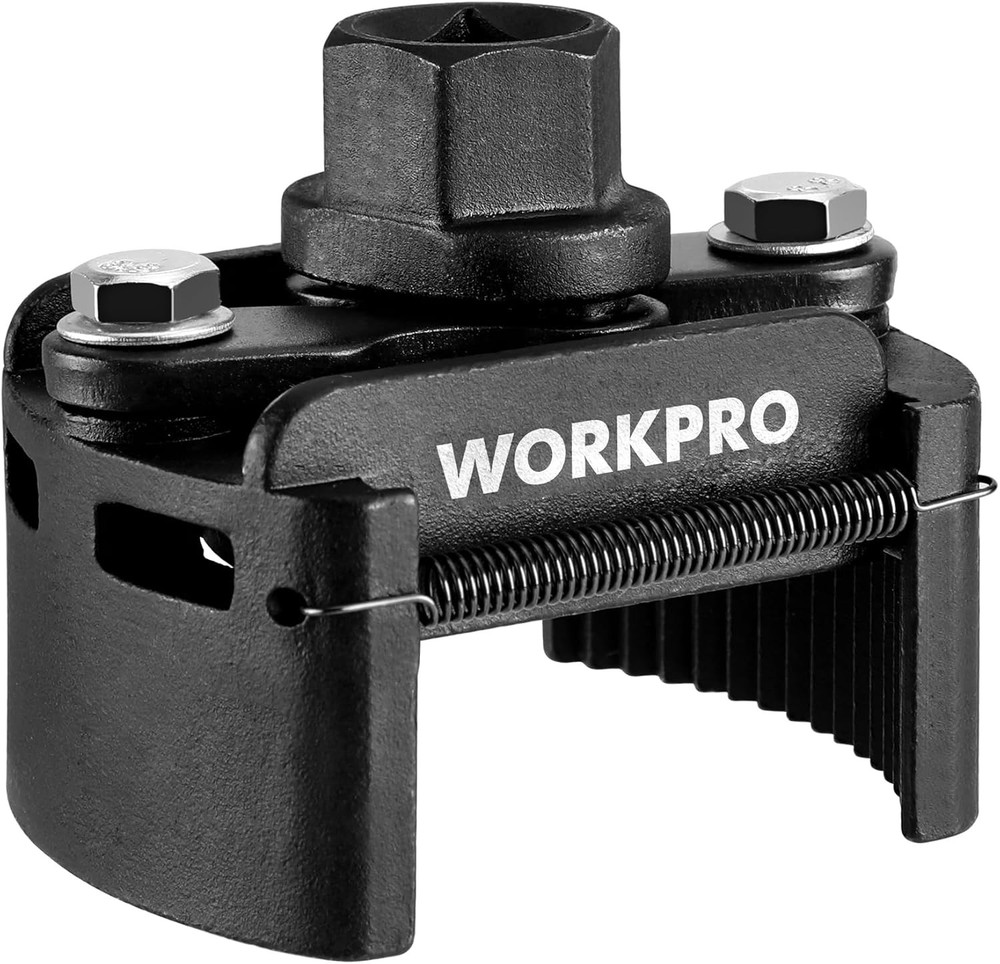 WORKPRO Universal Oil Filter Wrench (60-80mm) Adjustable with Auto-Clamp Spring,