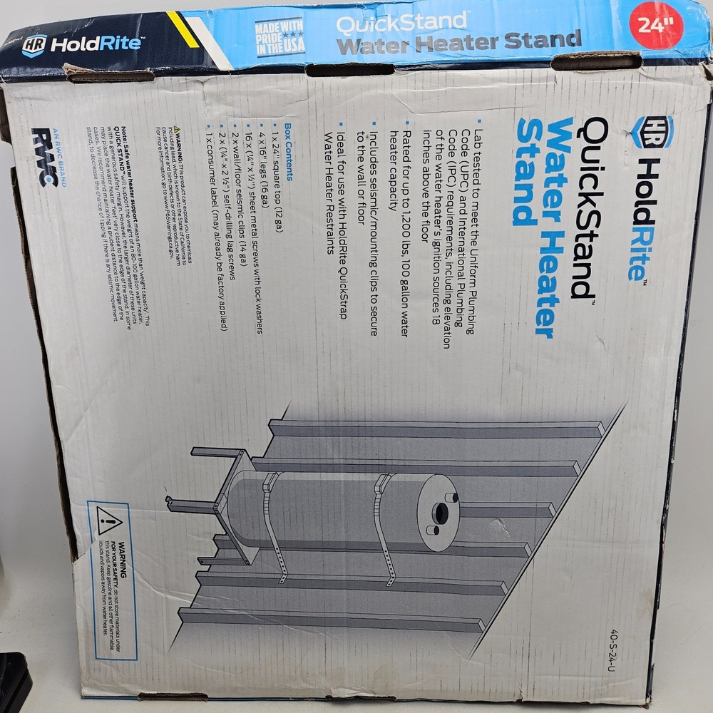QuickStand 24 Inch Water Heater Stand Up to 100 Gal Unassembled