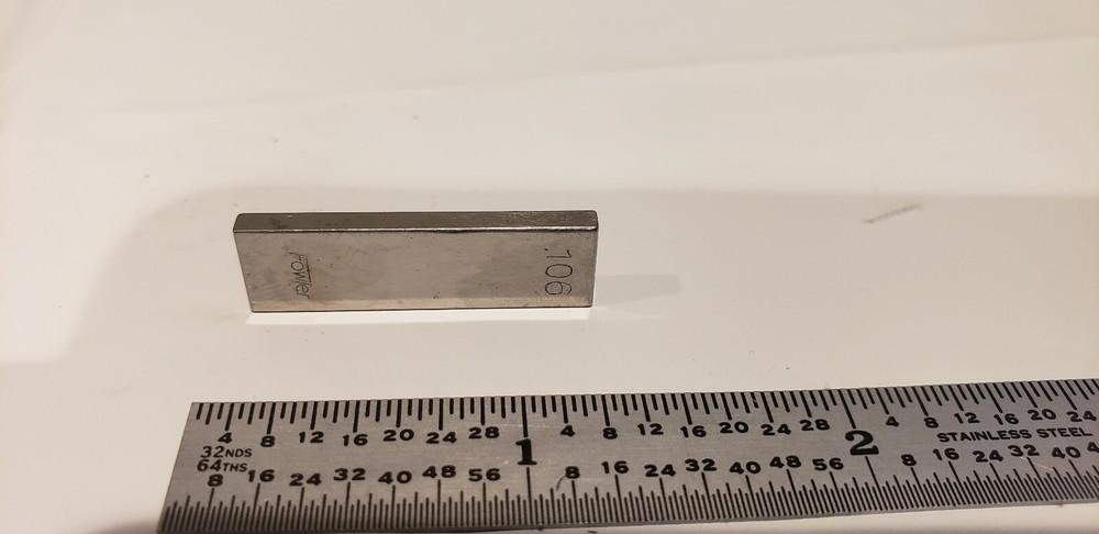 .106" Fowler Rectangular Steel Gage Gauge Block.