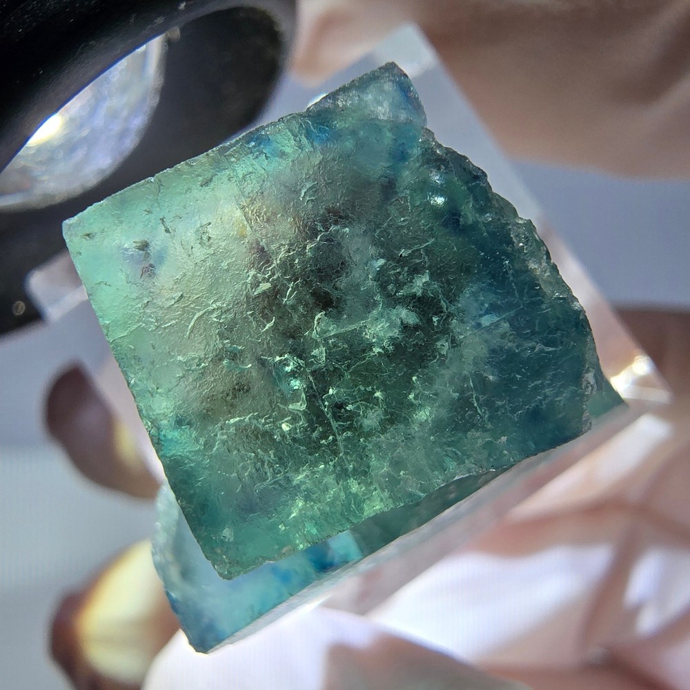 Phantom Fluorite Cube Specimen, parquetted green Okorusu, Namibia 22*20*20mm