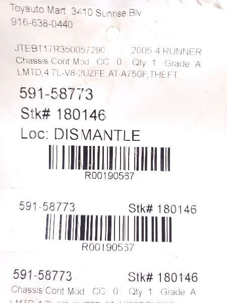 03-09 TOYOTA 4 RUNNER THEFT-WARNING SECURITY CONTROL MODULE ECM ASSEMBLY