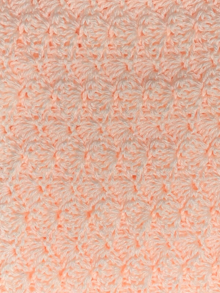 Handmade Crocheted Baby Blanket - Peach Shells