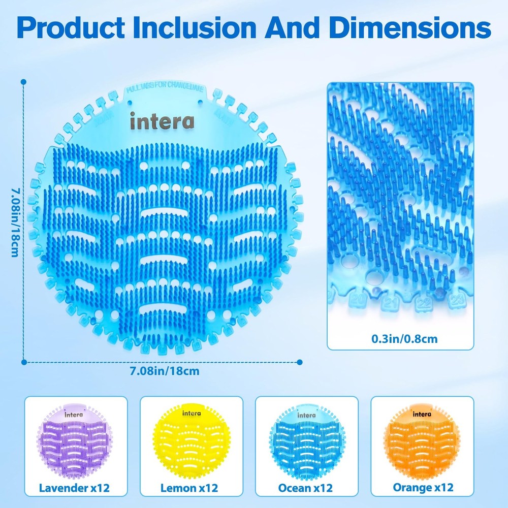 48 PACK Urinal Screen Deodorizer, 3D Wave AntiSplash Odor Protection Urinal C...
