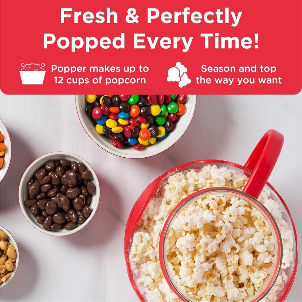Patented Microwave Popcorn Popper, 3-Quart, Temp Safe Glass & Multi-Function Lid
