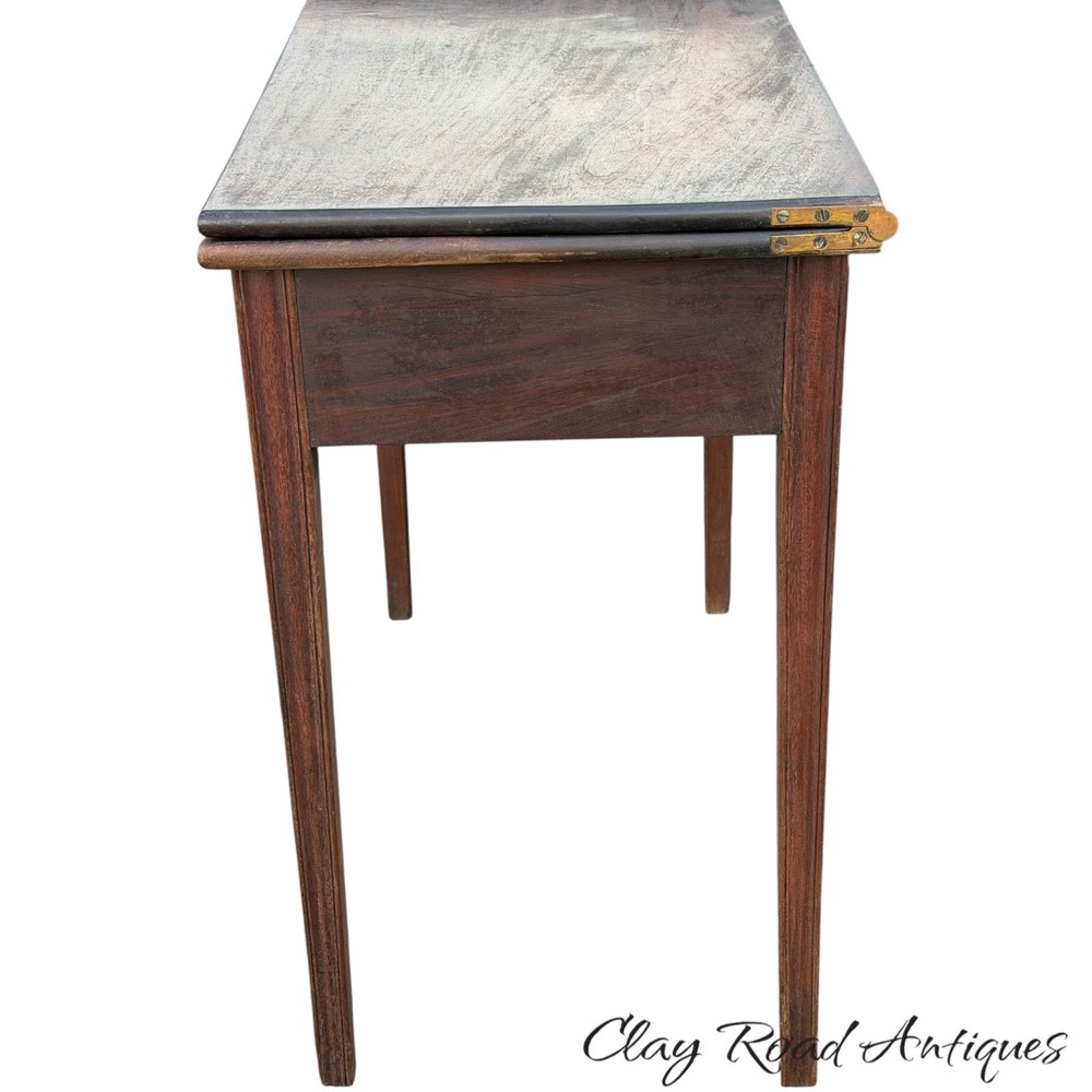 Antique Chippendale console card game table mahogany 1780 figured old surface