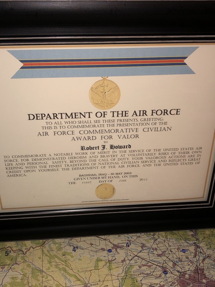 USAF COMMEMORATIVE CIVILIAN AWARD FOR VALOR CERTIFICATE Type-1