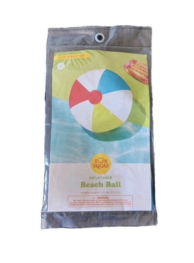 Sun Squad 14" Diameter Inflatable Beach Ball Multicolor Ages 2+
