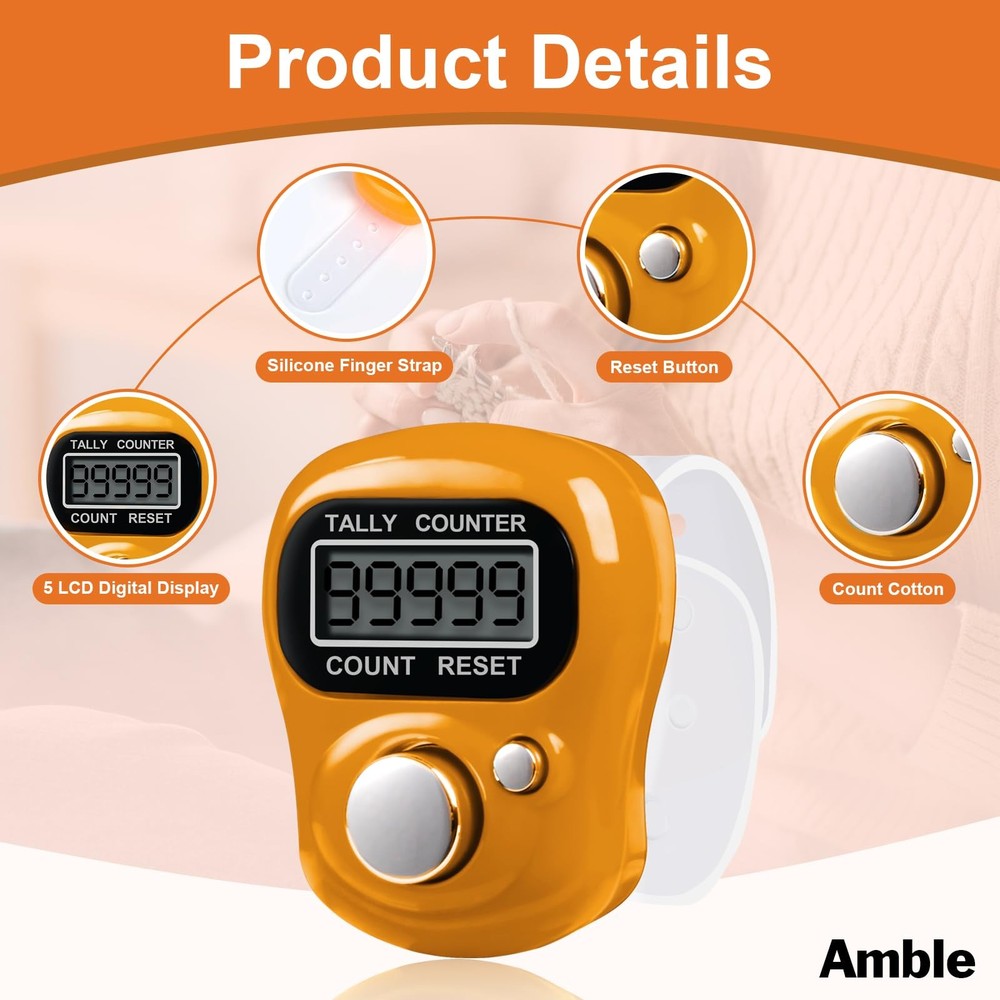 Amble 12 Pack Electronic Finger Counter 5 Digit LCD Electronic Digital Display