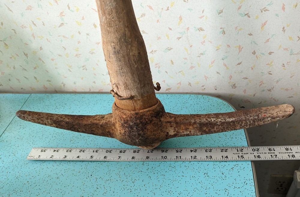 Antique Pick Axe Square Nails Just Over 3' Primitive