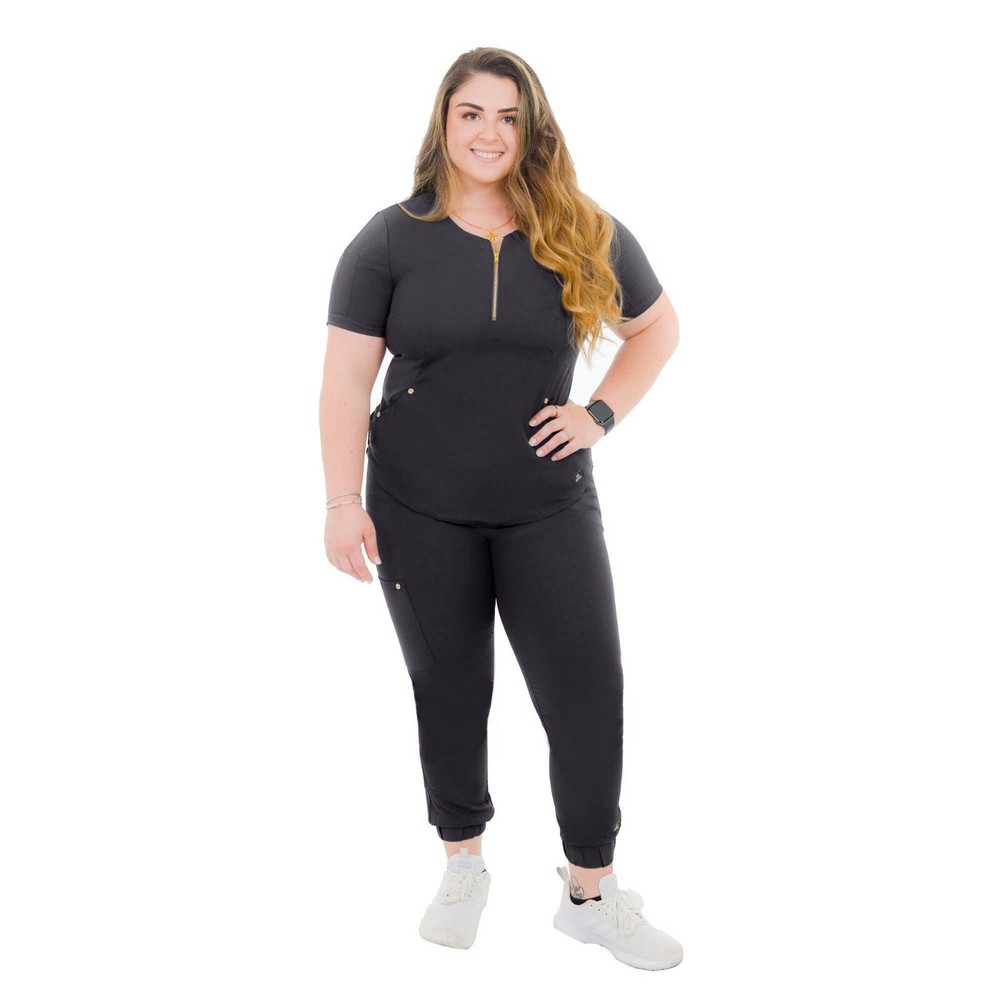 Ladies STRETCH Jogger Premium Scrub Set, Black, Medium