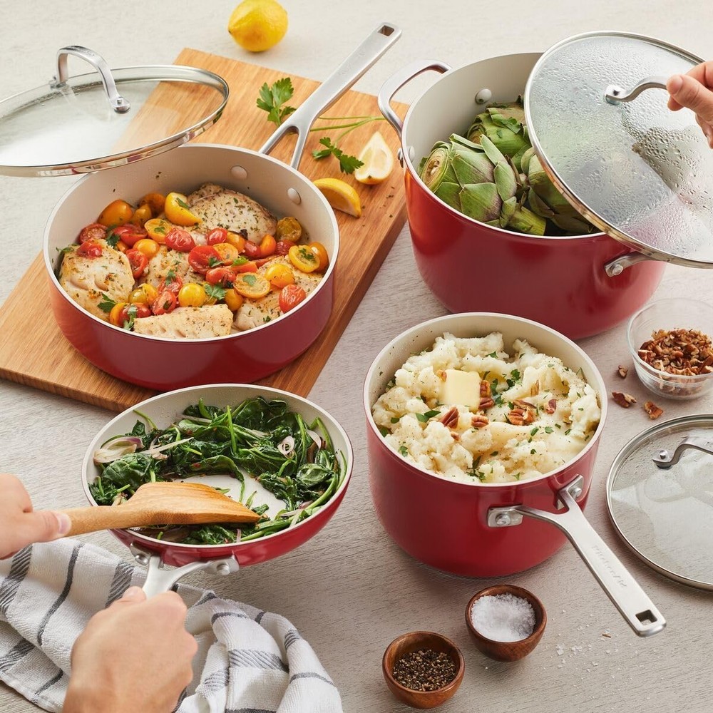 KitchenAid Hard Anodized Ceramic 9-Piece Nonstick Cookware Set – Includes Fry