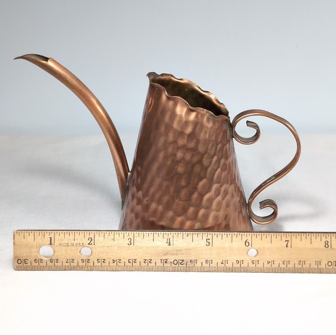 Vintage Gregorian Hand Hammered Solid Copper Watering Can Pitcher Garden Decor