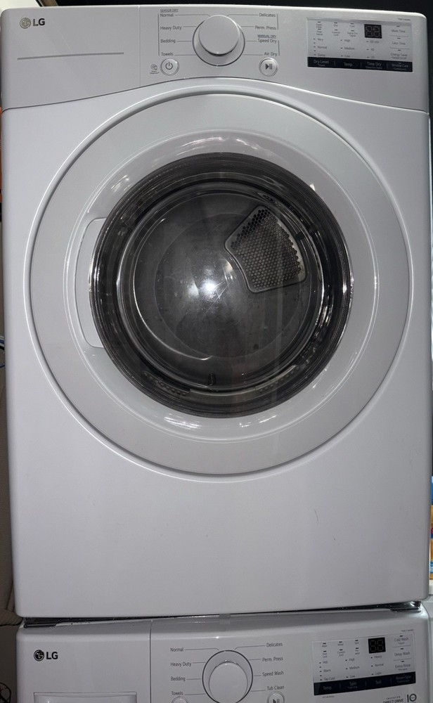LG Stackable Front-Loading Washer & Dryer Set White Child Lock Cycle Indicator