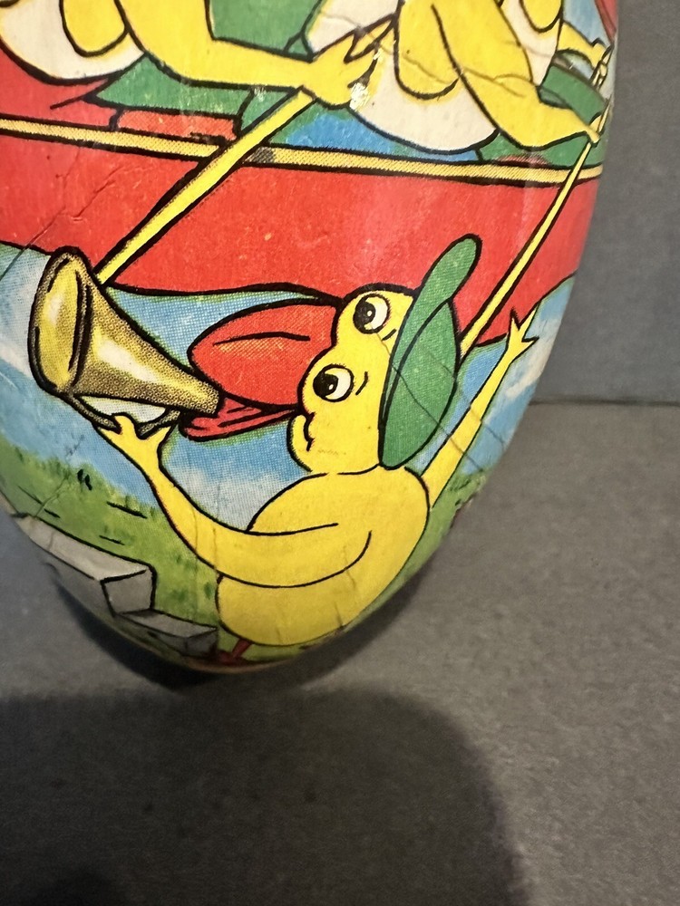 German Easter Egg Candy Container Paper Mache 6” Ducks Vintage