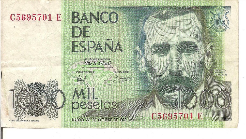 SPAIN, 1000 PESETAS, P#158, 1979