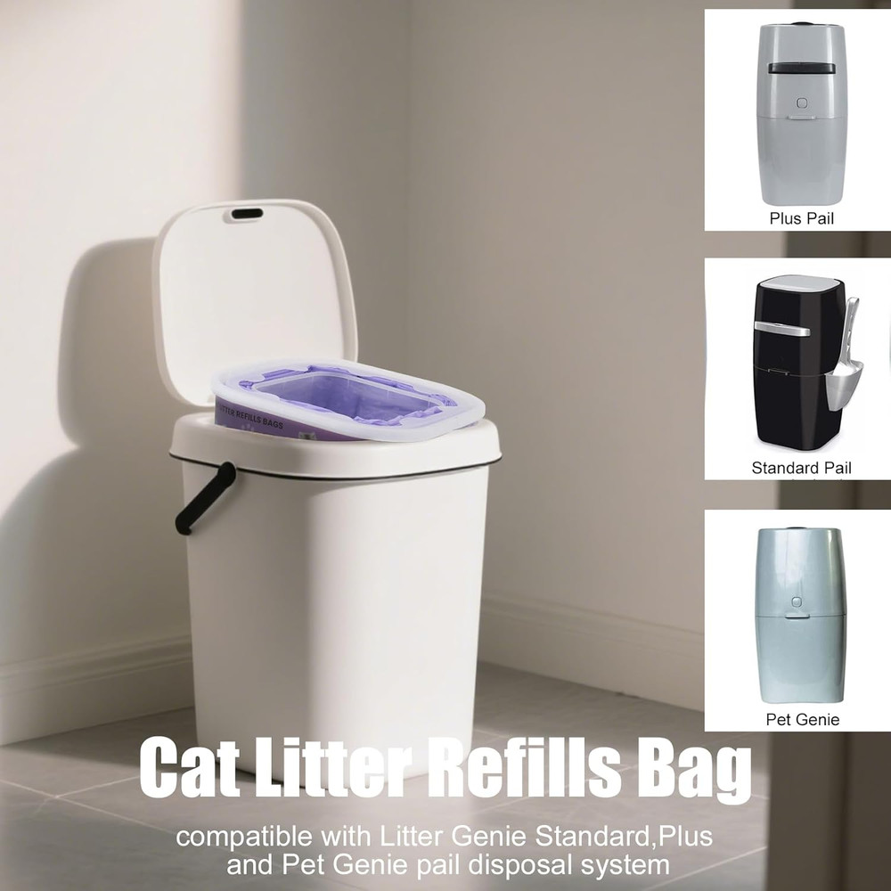 12 Pack Cat Litter Refills Compatible Genie Bag Enhanced Odor Control Includes