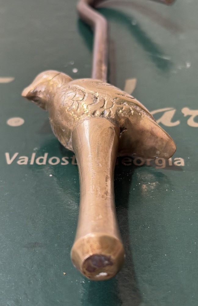 Vintage Solid Brass Bird Peasant Fireplace Damper Pull Hook - Decor Functional