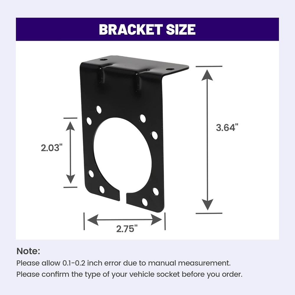 7 Way RV Blade Trailer Socket Mounting Bracket, Metal Mounting Bracket for Gener