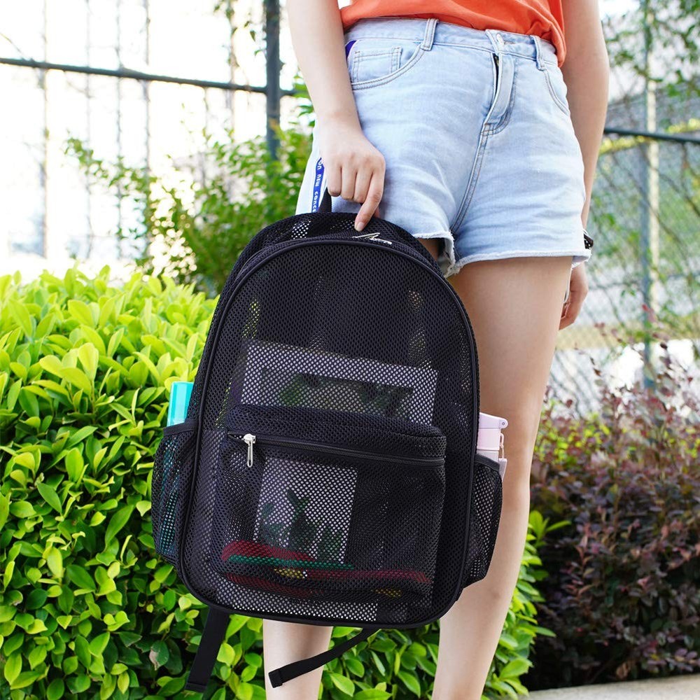 Heavy Duty Mesh Backpack, See Through College Backpack with Padded Shoulder S...