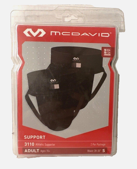 McDavid 3110 Athletic Supporter Jock Strap Black Small 2 Pack
