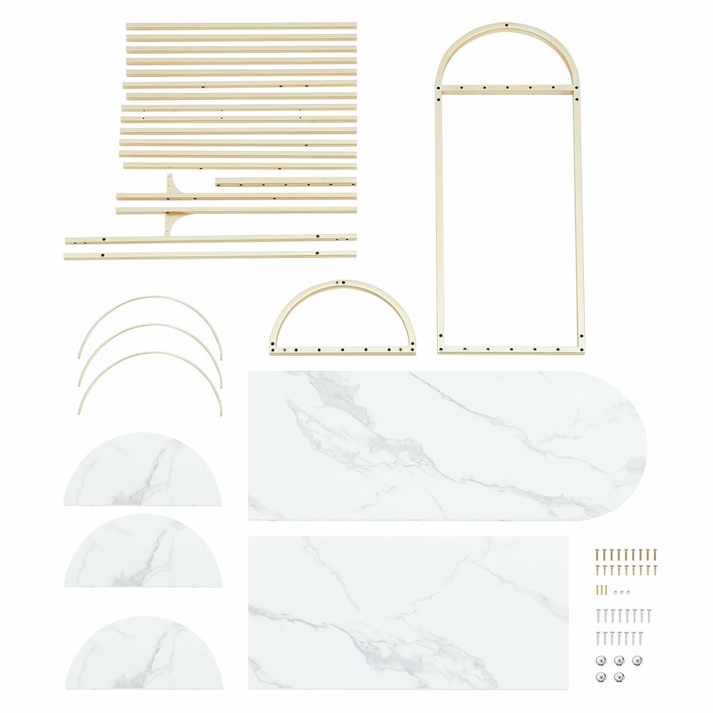 Ivinta Console Table with 4 Shelves, Entryway Table with Gold Frame for Hallway