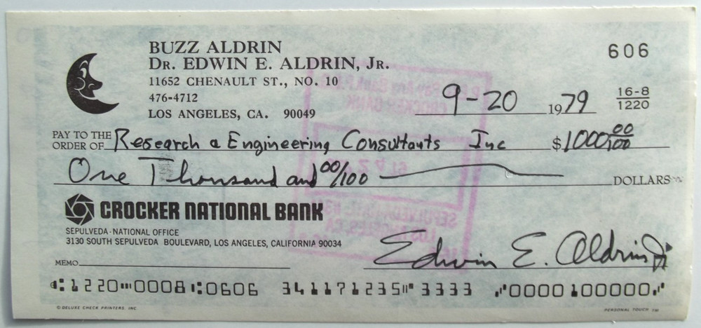 Buzz Aldrin Apollo 11 Twice Signed [DS] Check Authenticated Zarelli