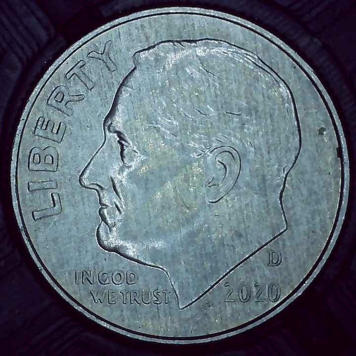 2020 D Dime error toned