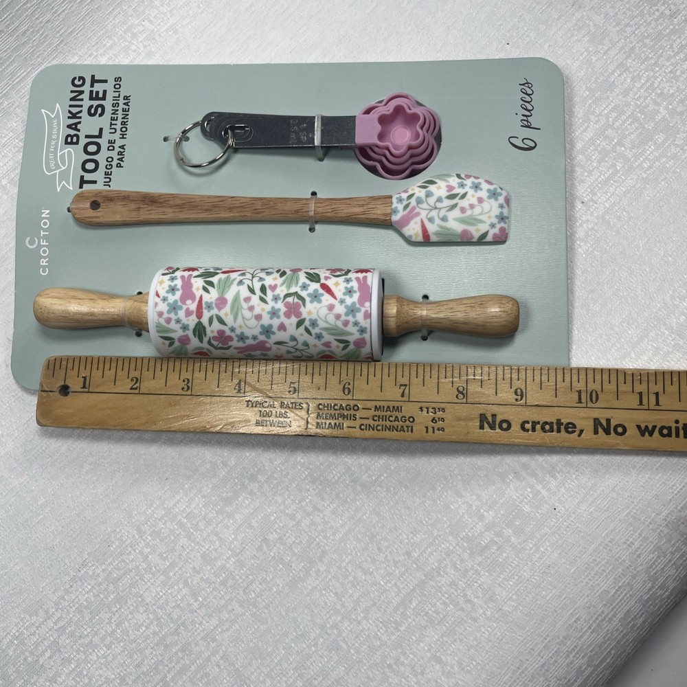 New Crofton Baking Set Flower Baking Tools Spoons Spatula Rolling Pin 6 PCs