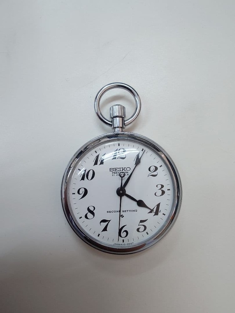 SEIKO 21J Mechanical Pocket Watch / Vintage Working Hack Time & well-kept