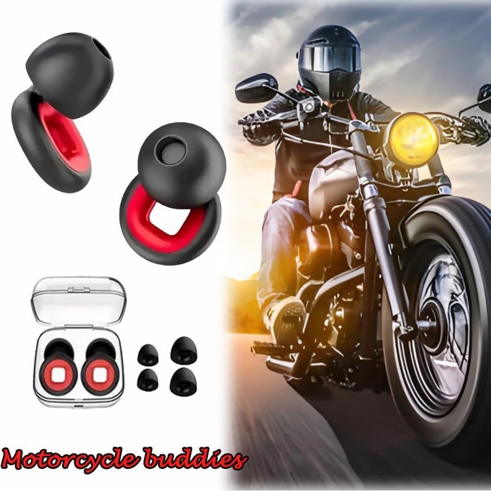 Sleeping & Motorcycle Use 24dB Noise Cancelling Ear Plugs Reusable Black Red