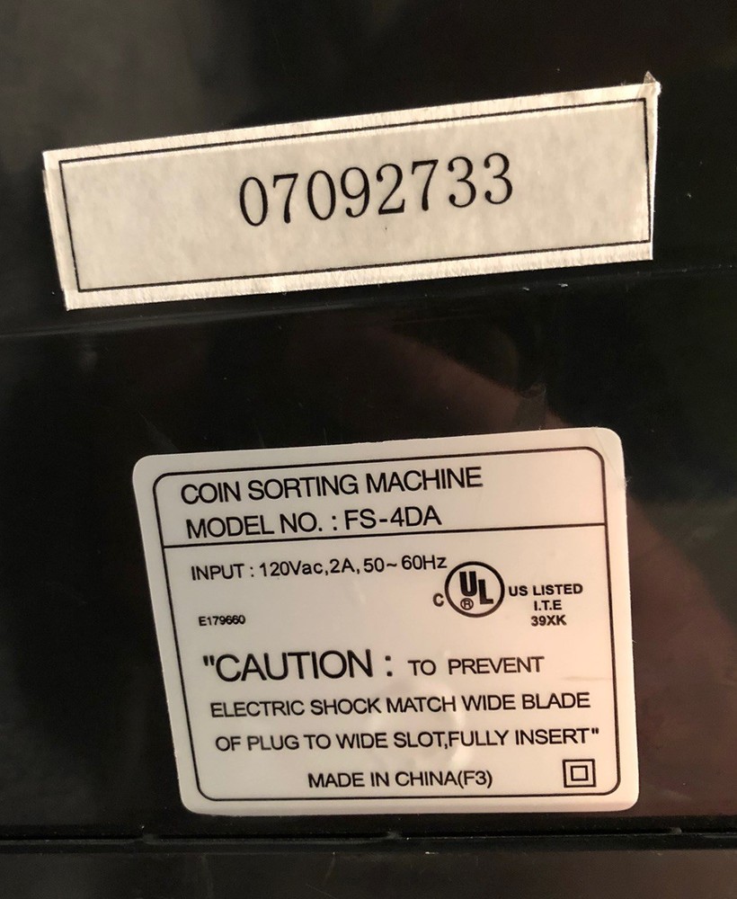 Royal Sovereign FS-4DA Fast Sort 4-Row Automatic Coin Sorter Counter UNTESTED