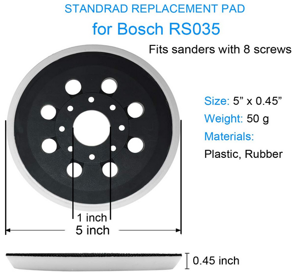 5 Inch 8 Hole Hook-&-Loop Sander Backing Pad Replacement Sanding Pad for Bosch R