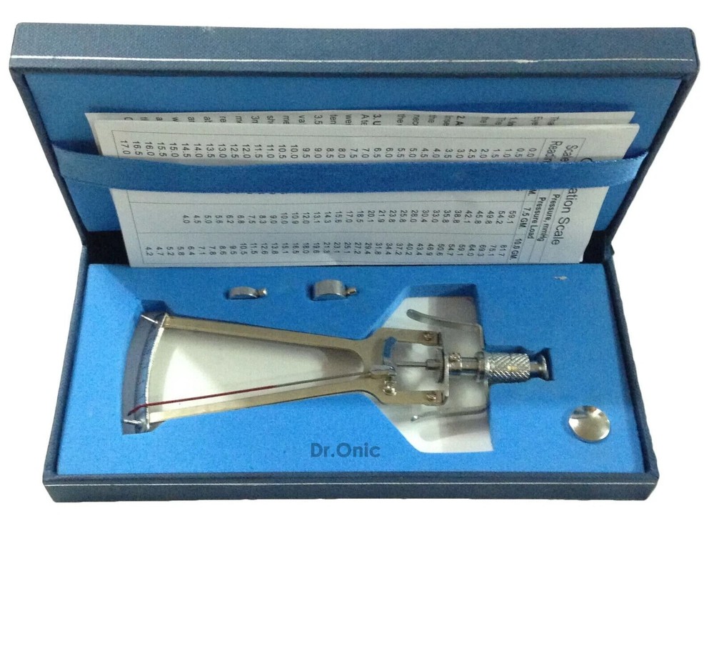 Schiotz Tonometer Original with 3 Weights & Plunger in Case