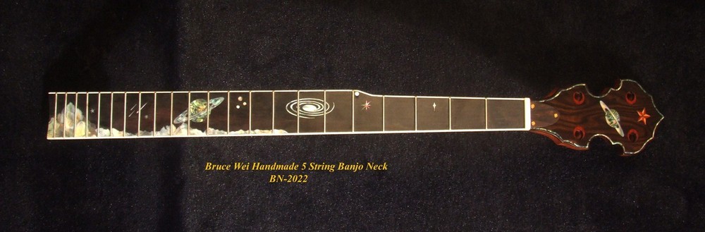 Handcrafted 5 String Banjo Neck Solid Mahogany & Hard Maple Planet Inlay BN-2022